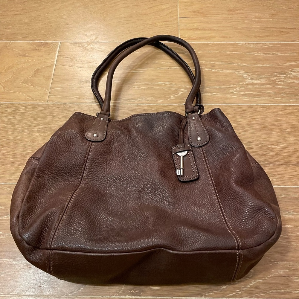 Fossil Brown Leather Hobo Bag